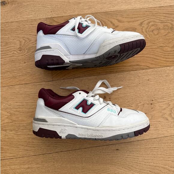 New Balance - Men's 550 Sneakers in White & Burgundy - Picture 6 of 7